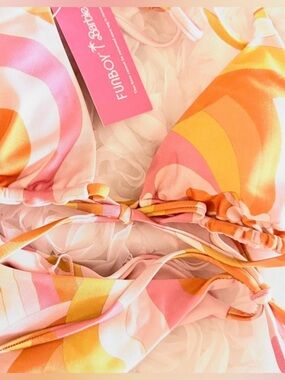 Barbie Swirl Triangle String Bikini - Pink & Orange